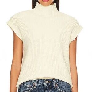 SNDYS Mora Sweater Ribbed Knit Mockneck Butter Yellow Size Small